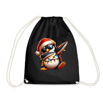 Polka Dot Penguin Sunglasses Cute Christmas - Drawstring Bag - black - Front