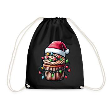 Cupcake Baking Baker Christmas Hat Xmas - Drawstring Bag - black - Front