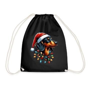 Chapeau de Noël teckel Noël - Sac de sport léger - noir - Devant