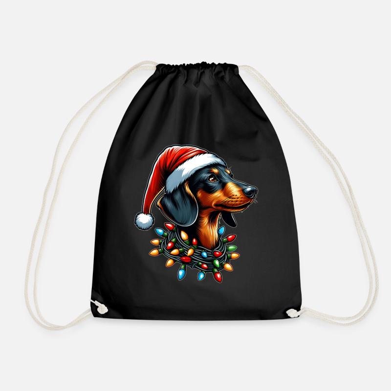 Dackel Weihnachtsmütze Xmas - Turnbeutel - Schwarz