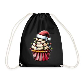 Cupcake Baking Baker Christmas Hat Xmas - Drawstring Bag - black - Front