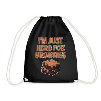 Brownies Spruch Gebäck Lustiges Brownie Geschenk - Turnbeutel - Schwarz - Vorne