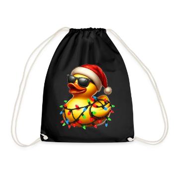 Polka Dot Rubber Duck Sunglasses Cute Christmas - Drawstring Bag - black - Front