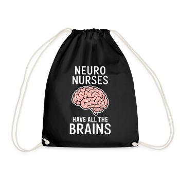 Neuro Nurse Pflegefachkraft Neurologie Geschenk - Turnbeutel - Schwarz - Vorne