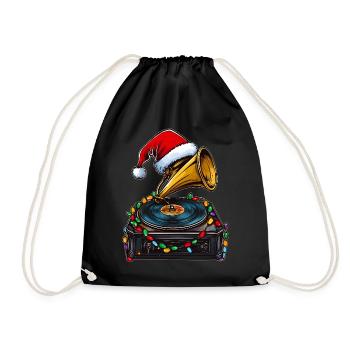 Gramophone Vintage Vinyle Platine Noël - Sac de sport léger - noir - Devant