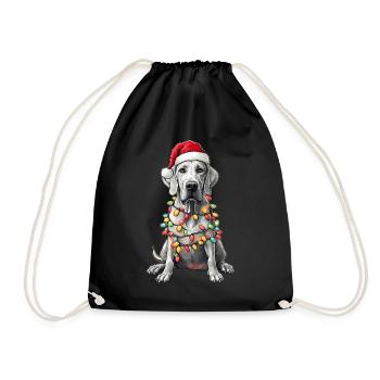 Deutsche Dogge Hund Weihnachtsmütze Xmas - Turnbeutel - Schwarz - Vorne
