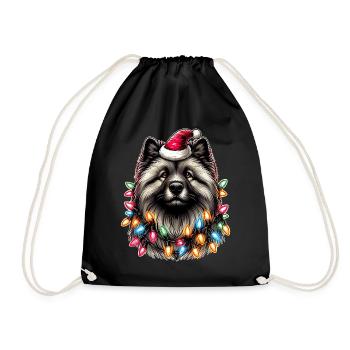 Keeshond Hund Weihnachtsmütze Xmas - Turnbeutel - Schwarz - Vorne