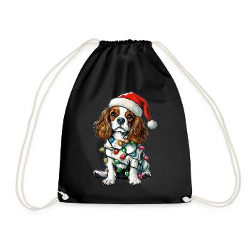 Roi Charles Cavalier Chien Père Noël - Sac de sport léger - noir - Devant