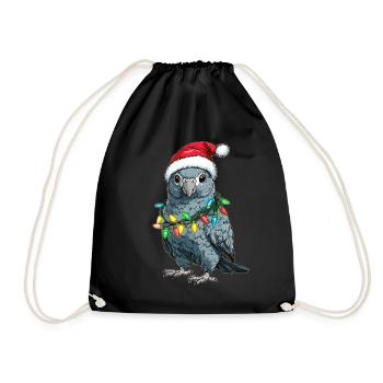 Mignon Perroquet gris africain africain fille de Noël - Sac de sport léger - noir - Devant
