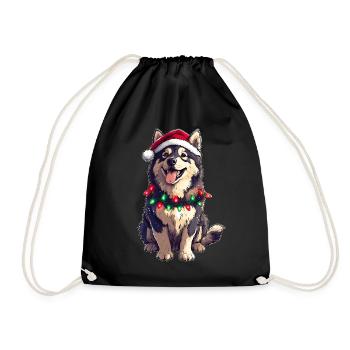 Mignon Alaskan Malamute Chien Père Noël Chapeau X - Sac de sport léger - noir - Devant