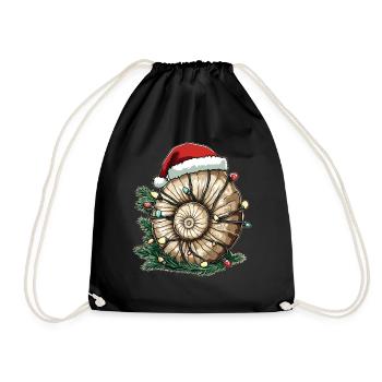 Lustige Ammoniten Fossil Weihnachtsmütze Xmas - Turnbeutel - Schwarz - Vorne