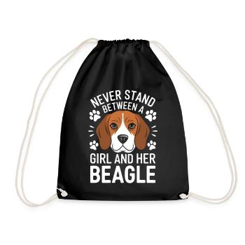 Beagle Mädchen Hunde Lustiges Beagle Geschenk - Turnbeutel - Schwarz - Vorne