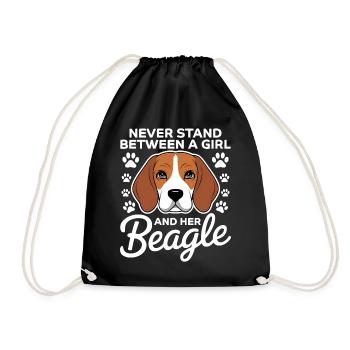 Beagle Mädchen Hunde Lustiges Beagle Geschenk - Turnbeutel - Schwarz - Vorne