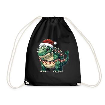 Ankylosaure Dinosaure Père Noël Chapeau Noël - Sac de sport léger - noir - Devant