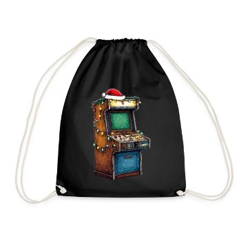 Arcade Slot Machine 80s Retro Video Games - Drawstring Bag - black - Front