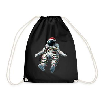 Schwebender Astronaut Weihnachtsmütze Xmas - Turnbeutel - Schwarz - Vorne