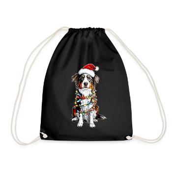 Niedlicher Australian Shepherd Weihnachtshut Xmas - Turnbeutel - Schwarz - Vorne