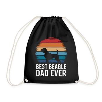 Beagle Dad Dog Father Funny Beagle Gift - Drawstring Bag - black - Front