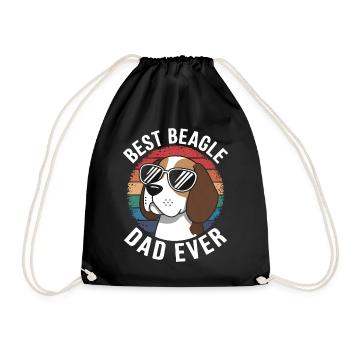 Beagle Dad Dog Father Funny Beagle Gift - Drawstring Bag - black - Front