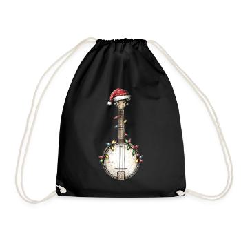 Banjospieler Banjospieler Weihnachtsmütze Xmas - Turnbeutel - Schwarz - Vorne