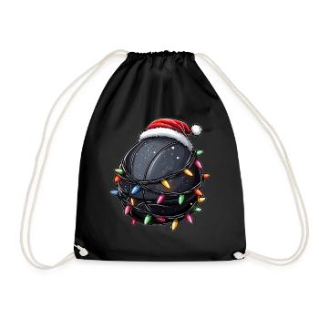 Schwarzer Basketball Weihnachtsmütze Xmas - Turnbeutel - Schwarz - Vorne