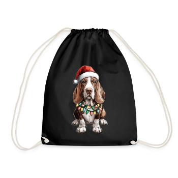 Basset Hound Chien Père Noël Noël - Sac de sport léger - noir - Devant