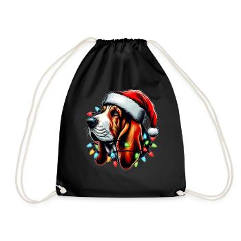 Basset Hound Chien Père Noël Noël - Sac de sport léger - noir - Devant