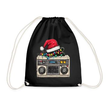 Boîte à Musique Père Noël Chapeau Noël - Sac de sport léger - noir - Devant