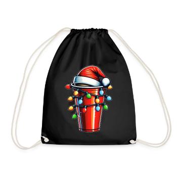 Red Beer Pong Cup Drinking Game Chapeau de Noël Noël - Sac de sport léger - noir - Devant