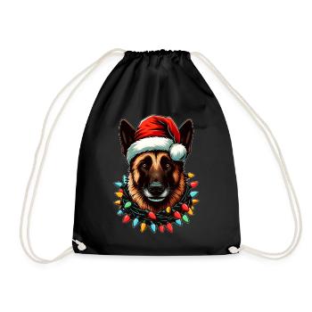 Belgischer Malinois Weihnachtsmütze Xmas - Turnbeutel - Schwarz - Vorne