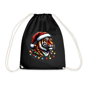 Bengalischer Tiger Löwe Weihnachtsmütze Xmas - Turnbeutel - Schwarz - Vorne