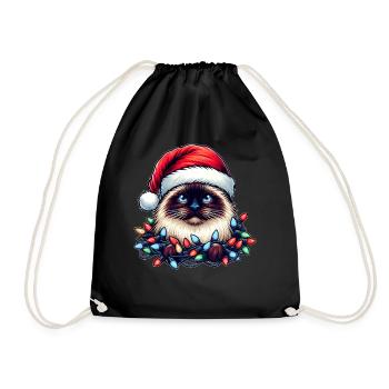 Birmakatze Weihnachtsmütze Xmas - Turnbeutel - Schwarz - Vorne