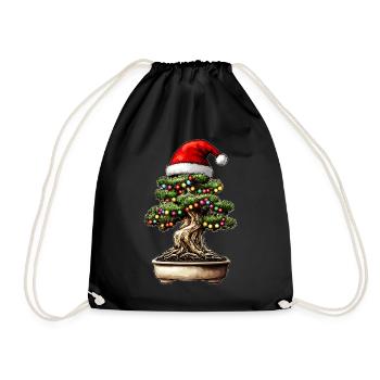 Bonsai Baum Japanische Weihnachtsmütze Xmas - Turnbeutel - Schwarz - Vorne