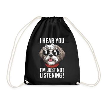 Shih Tzu Saying Dogs Funny Shih Tzu Gift - Drawstring Bag - black - Front