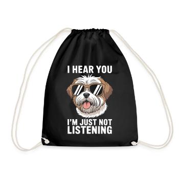 Shih Tzu Saying Dogs Funny Shih Tzu Gift - Drawstring Bag - black - Front