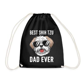 Shih Tzu Saying Dad Funny Shih Tzu Gift - Drawstring Bag - black - Front