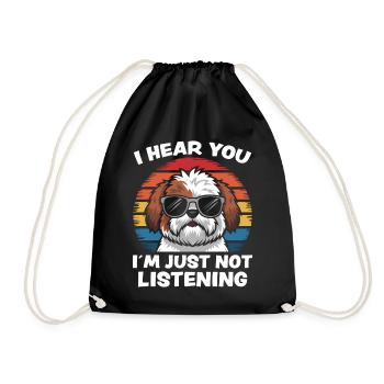 Shih Tzu Saying Dogs Funny Shih Tzu Gift - Drawstring Bag - black - Front