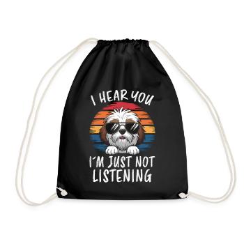 Shih Tzu Saying Dogs Funny Shih Tzu Gift - Drawstring Bag - black - Front