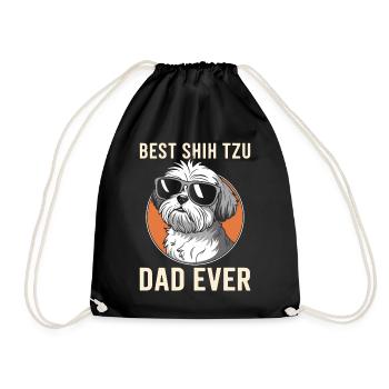 Shih Tzu Saying Dad Funny Shih Tzu Gift - Drawstring Bag - black - Front