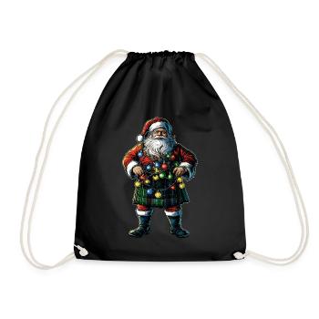 Weihnachtsmann Schottischer Kilt Schottland Weihna - Turnbeutel - Schwarz - Vorne
