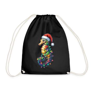 Chapeau de Noël Hippocampe Noël - Sac de sport léger - noir - Devant