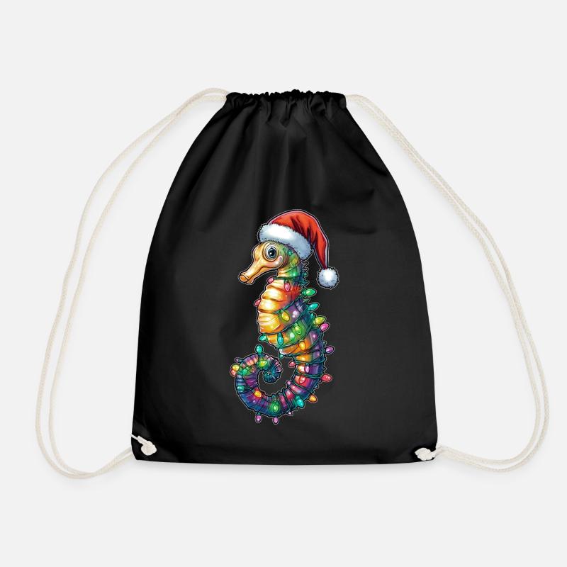 Seepferdchen Weihnachtsmütze Xmas - Turnbeutel - Schwarz