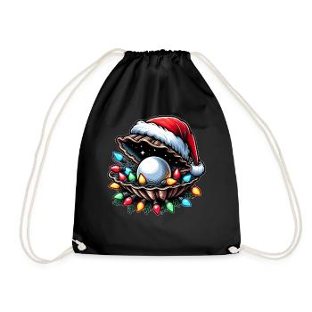 Seashell Seashell Beach Christmas Hat Xmas - Drawstring Bag - black - Front