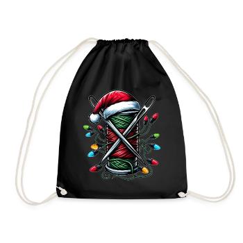 Sewing Quilting Quilter Christmas Hat Xmas - Drawstring Bag - black - Front