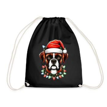 Boxer chien chapeau de Noël Noël - Sac de sport léger - noir - Devant