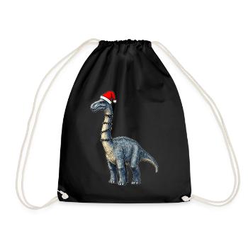 Brachiosaure Dinosaure Père Noël Chapeau Noël - Sac de sport léger - noir - Devant