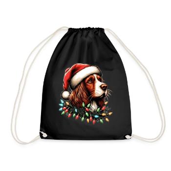 Brittany Spaniel Chien Père Noël Noël - Sac de sport léger - noir - Devant