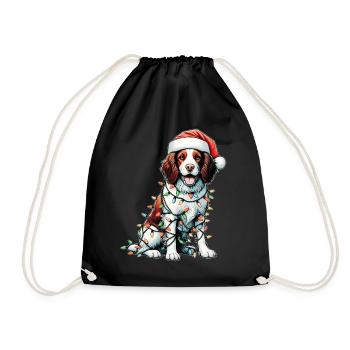 Brittany Spaniel Chien Père Noël Noël - Sac de sport léger - noir - Devant