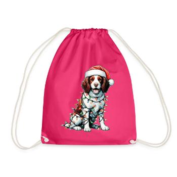 Brittany Spaniel Chien Père Noël Noël - Sac de sport léger - fuchsia - Devant