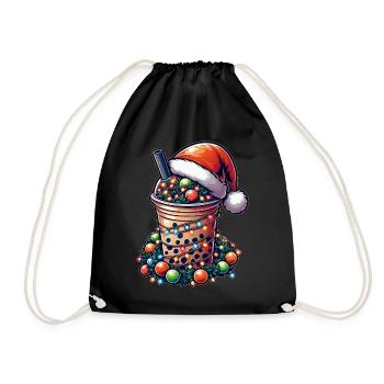 Bubble Tea Boba Thé au lait Père Noël - Sac de sport léger - noir - Devant